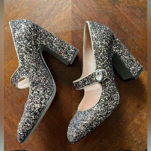 J. Crew Mary Jane Glitter Heels (8 1/2 BUT fit like an 8)